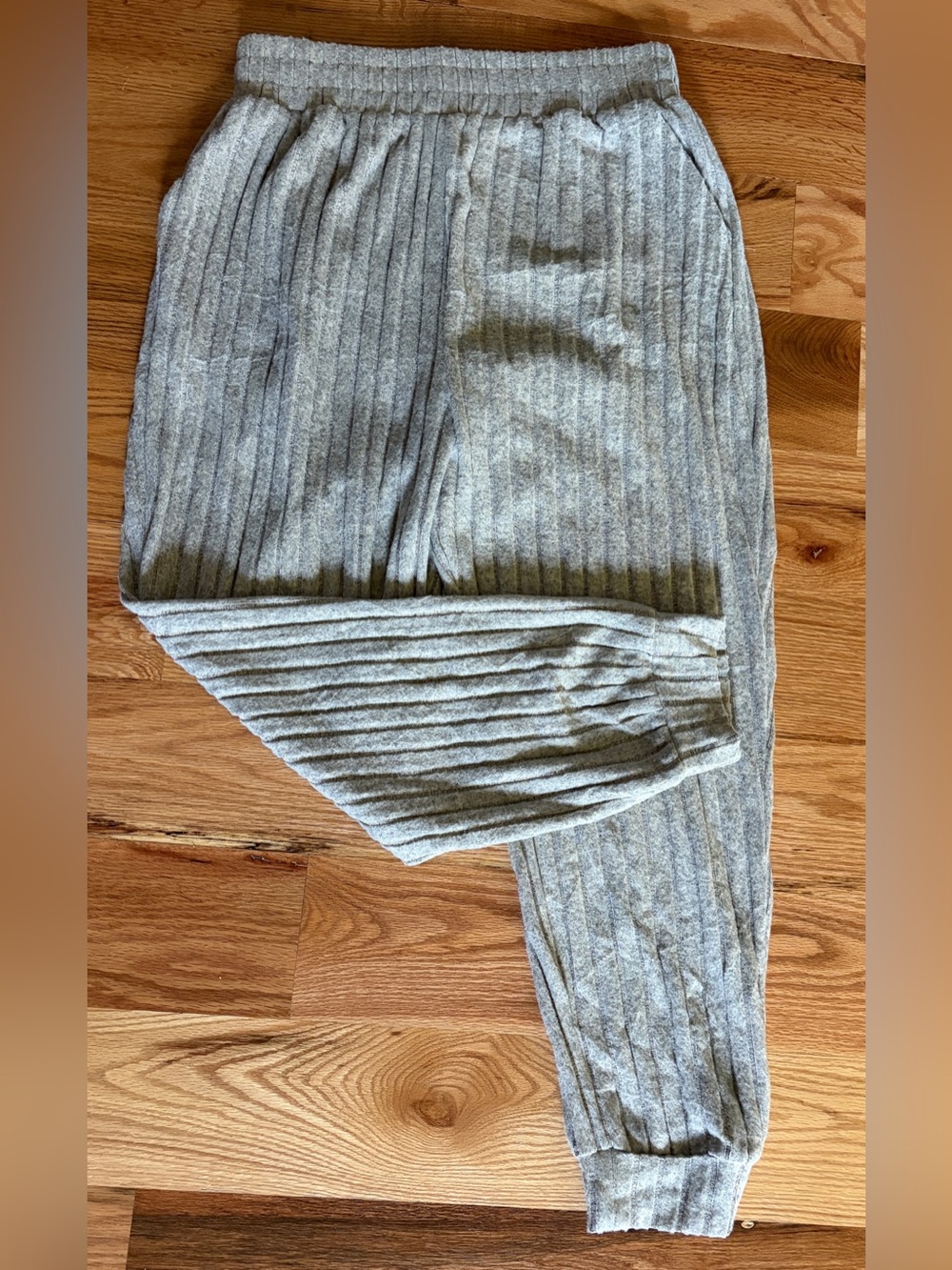 Cozy Ribbed Knit Jogger Pants - Heather Gray